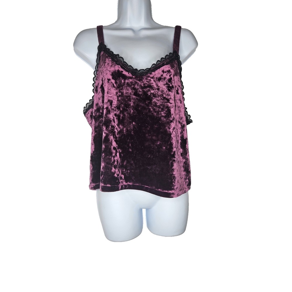 Hot‎ Topic Velvet Cami Top Lace Trim Y2K Goth Grunge Purple Size Large